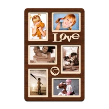 Фоторамка - Колаж LOVE 51 х 33 на 6 фотокарток 10 х 15 см, коричневе ДВП H6-020A