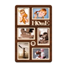 Фоторамка - Колаж HOME 51 х 33 на 6 фотокарток 10 х 15 см, коричневе ДВП H6-023A