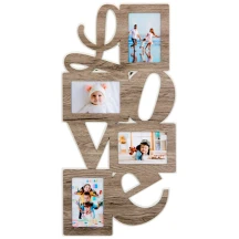 Фоторамка - Колаж LOVE 34 х 70 на 4 фотокартки 10 х 15 см, сіре ДВП H4-079С