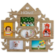 Фоторамка - Колаж HOME 56 х 51 на 6 фотокарток 10 х 15 см, сіре ДВП H6-073С