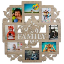 Фоторамка - Колаж FAMILY 58 х 61 на 8 фотокарток 10 х 15 см, світло сіре ДВП H8-074С