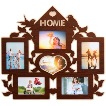 Фоторамка - Колаж HOME 56 х 51 на 6 фотокарток 10 х 15 см, коричневе ДВП H6-073A