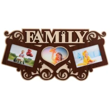 Фоторамка - Колаж FAMILY 60 х 30 на 3 фотокарток 10 х 15 см, коричневе ДВП H3-077A