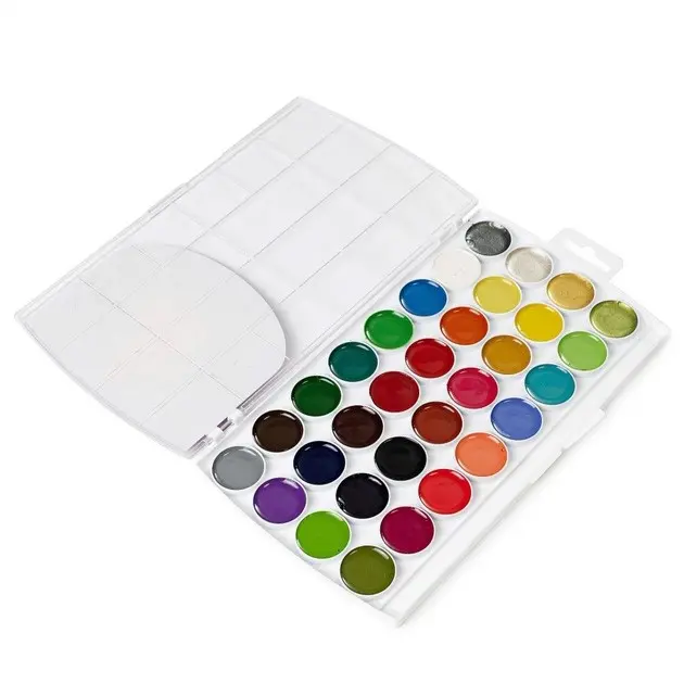 Акварельна фарба Гамма "Творчість" 28 + 4 перламутрові кольори, без пензлика‚ пластикова коробка 400114 — фото 2