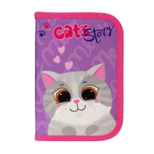 Пенал Class "Cats Story" без наповнення, 1 ярусний, 2 відвороти, 210/70D PL, на блискавці 23210C