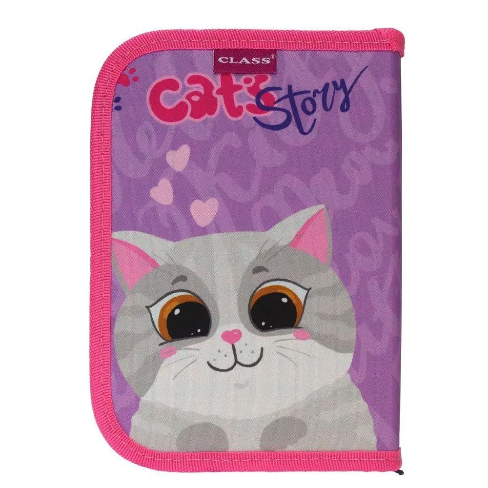Пенал Class "Cats Story" без наповнення, 1 ярусний, 2 відвороти, 210/70D PL, на блискавці 23210C — фото 4