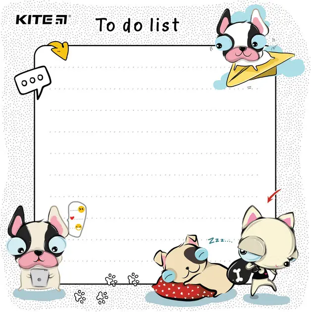 Планер Kite А5 настенный To do list Fanny dogs, многоразового использования K22-472-3 150420
