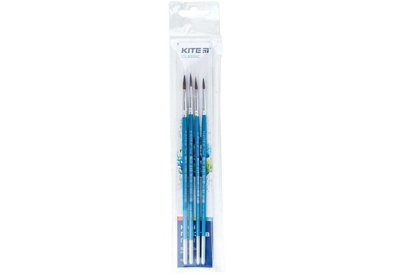 Набор кисточек Kite Classic 4 штуки, пони, круглый №№2,3,4,5, в пенале K-339