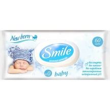 Серветки вологі SMILE BABY 60 штук в упаковці з клапаном, антибактеріальні