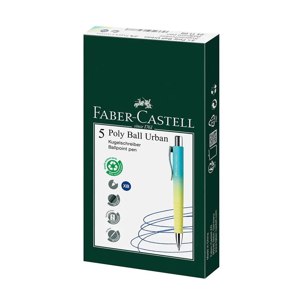Ручка кулькова Faber-Castell Poly Ball Urban Sunrise, корпус жовто-блакитний 241109 — фото 3
