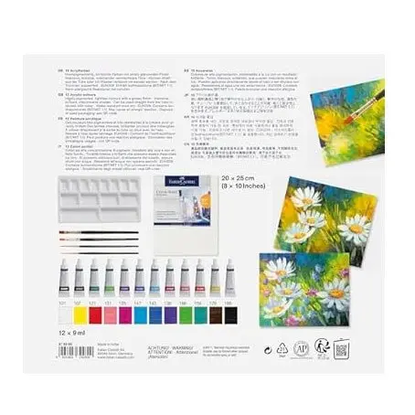 Фарби акрилові Faber Castell 12 кольорів, тюбик 9 мл + аксесуари 379280 — фото 3