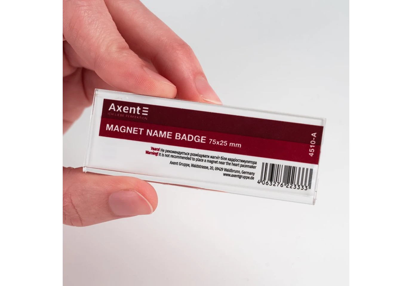 Бейдж на магніті Axent акриловий, 75 х 25 мм 4510-A