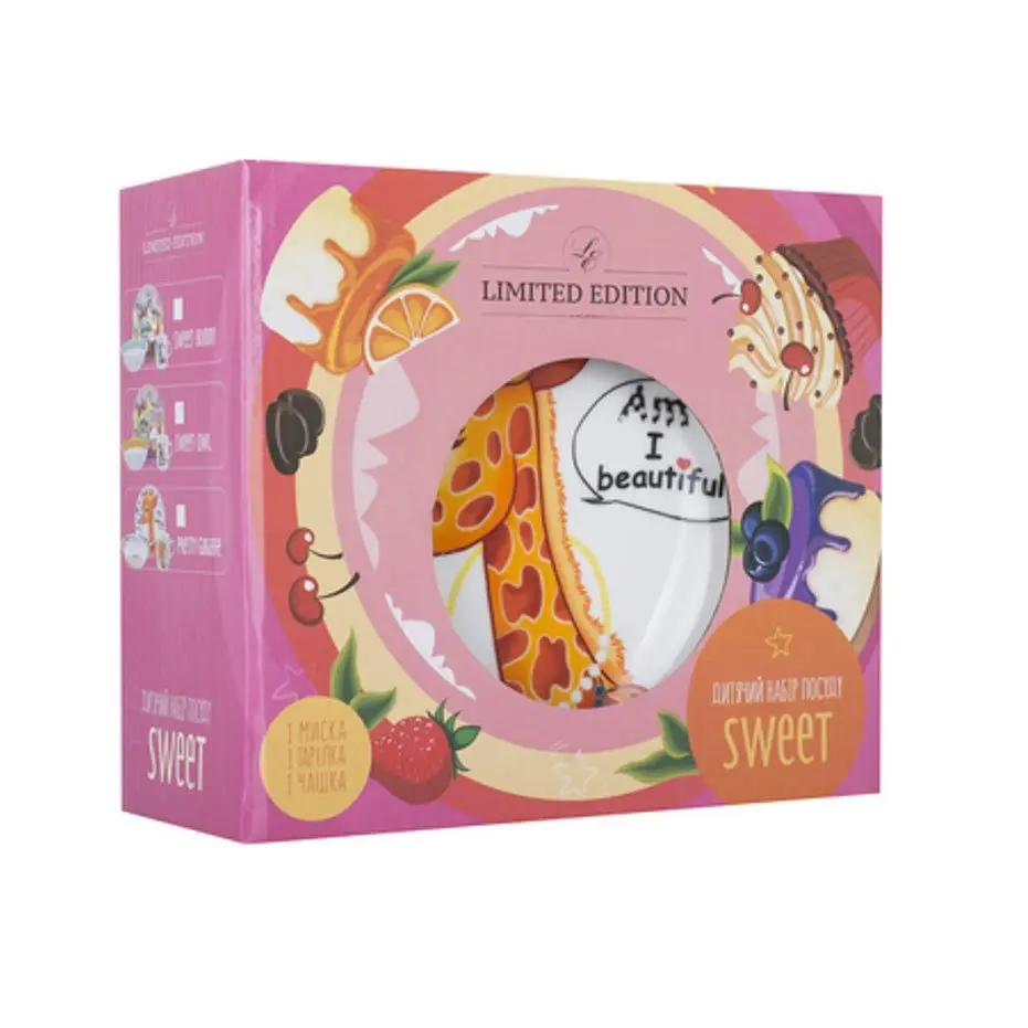 Набір дитячої посуди Limited Edition Pretty Giraffe (тарілка 18 см +миска15 см+чашка 230 мл) YF6025 — фото 2