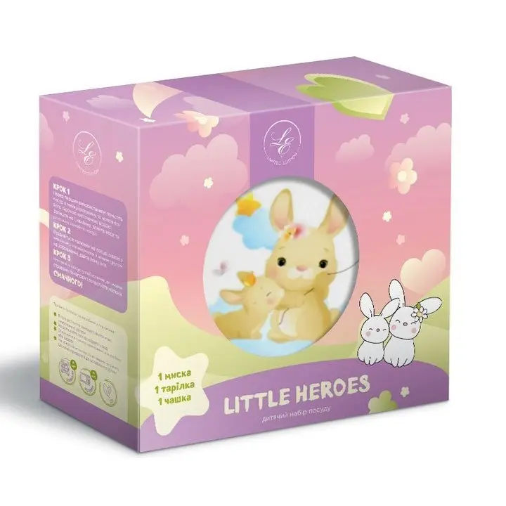Набір дитячої посуди Limited Edition Bunny (тарілка 18 см + миска 15 см + чашка 230 мл) C724 — фото 2