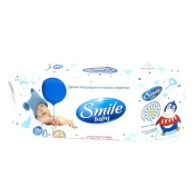Серветки вологі SMILE Baby 100 штук в упаковці з клапаном — фото 2