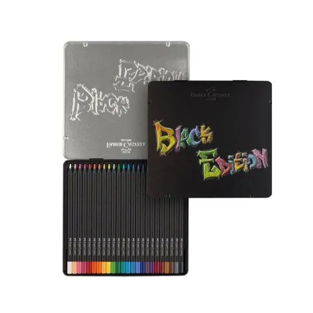 Карандаши цветные Faber-Castell 24 цвета, черное дерево, трехгранные, металлическая коробка 116425 Карандаши цветные Faber-Castell 24 цвета, черное дерево, трехгранные, металлическая коробка 116425 — фото 3