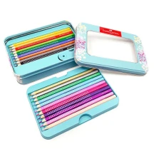 Карандаши цветные Faber-Castell 20 цветов Sparkle трехгранные + точилка, металлическая коробка 201641 — фото 2