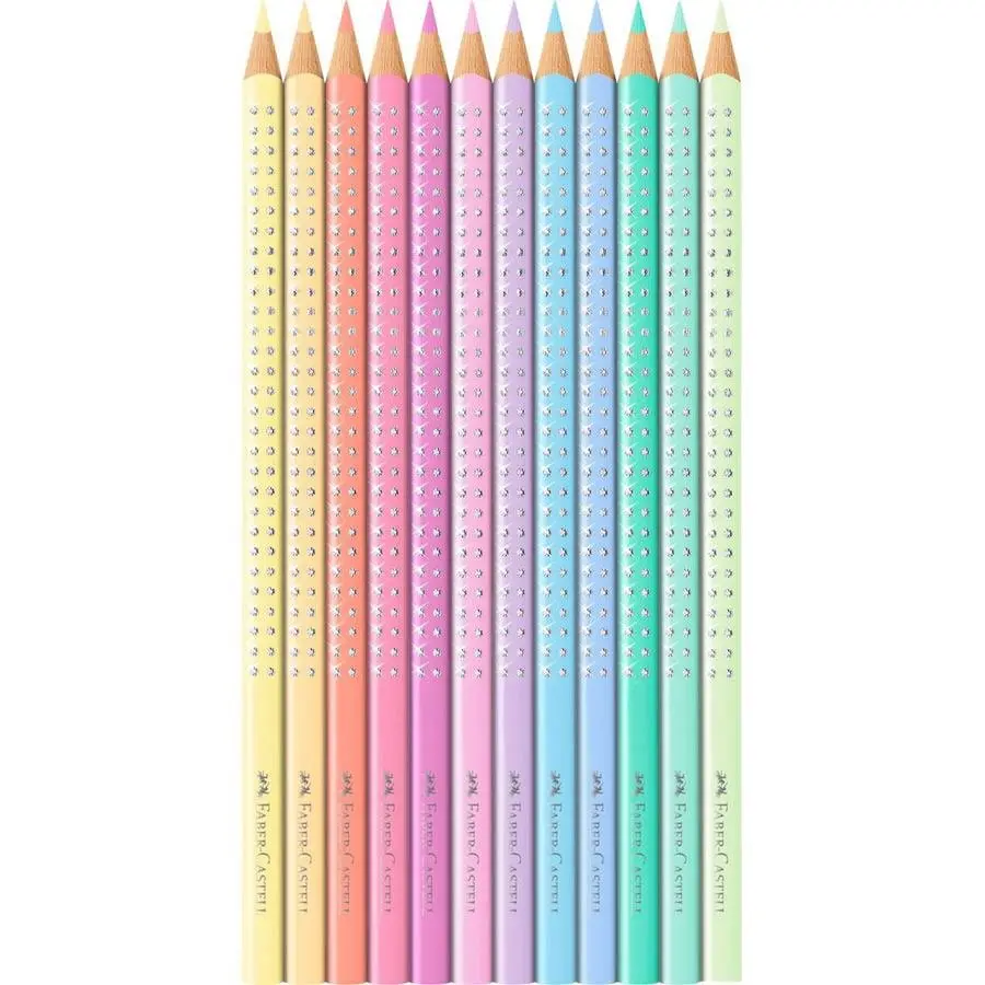 Олівці кольорові Faber-Castell 12 кольорів Sparkle тригранні, металева коробка 201910 — фото 3