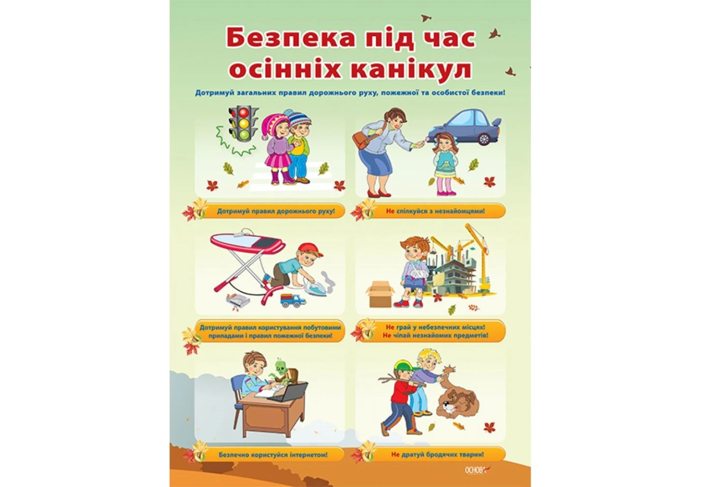 Плакат "Безопасность во время летних каникул", комплект с 4 плакатов Основа НУШ ЗПП032