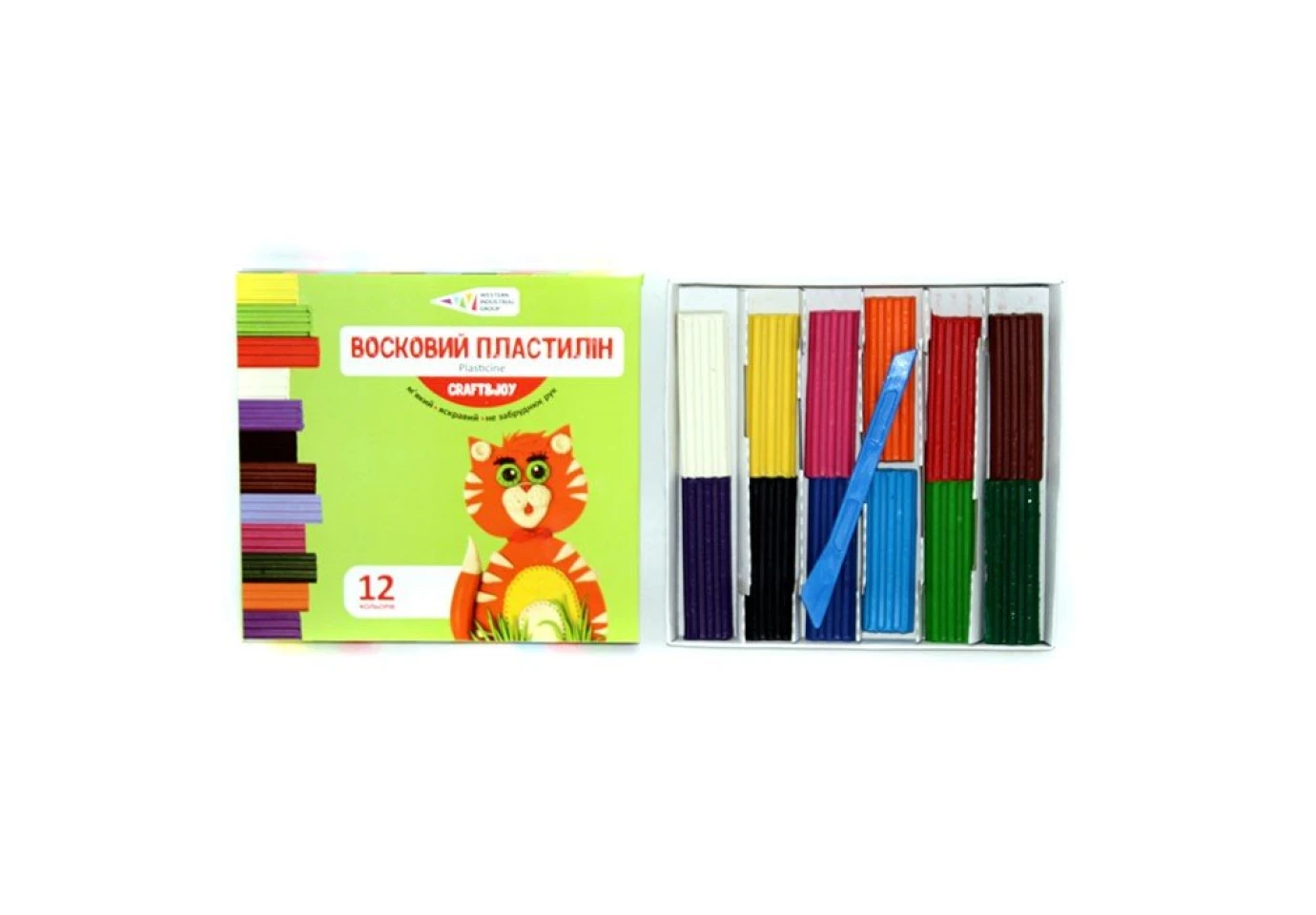 Пластилін восковий Craft&Joy (чисті руки) 12 кольорів, 144 г 331017Cr