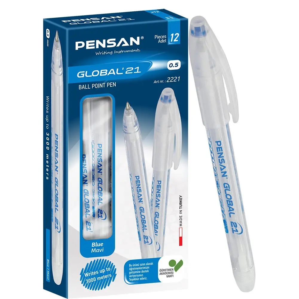 Масляная ручка Pensan Global 0,5 мм синяя 2221/12-Blue — фото 4