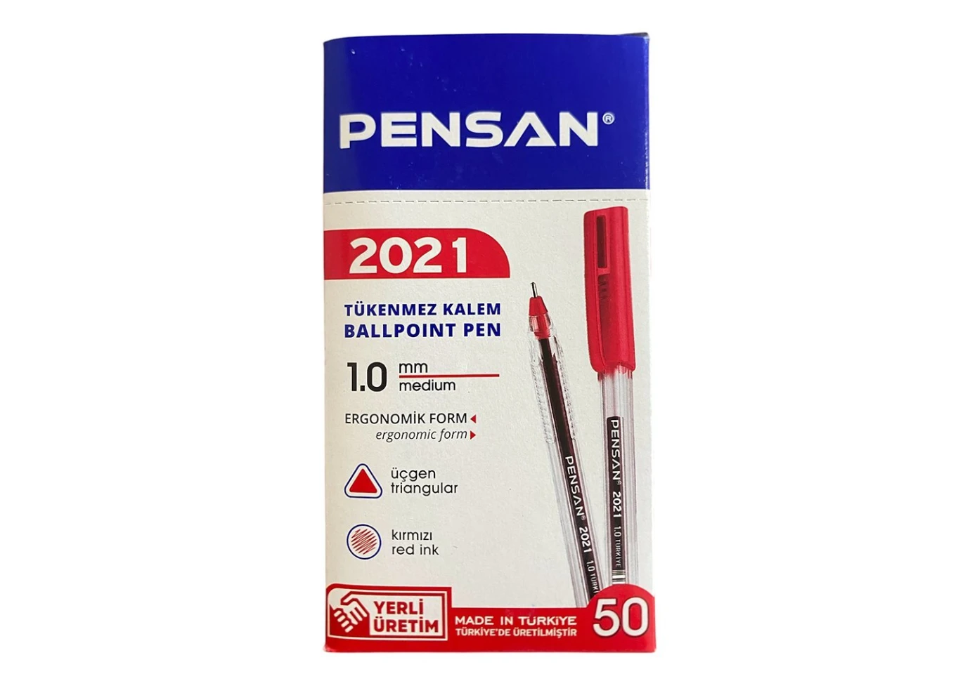 Ручка масляна Pensan 2021 1,0 мм червона 2021/50-Red