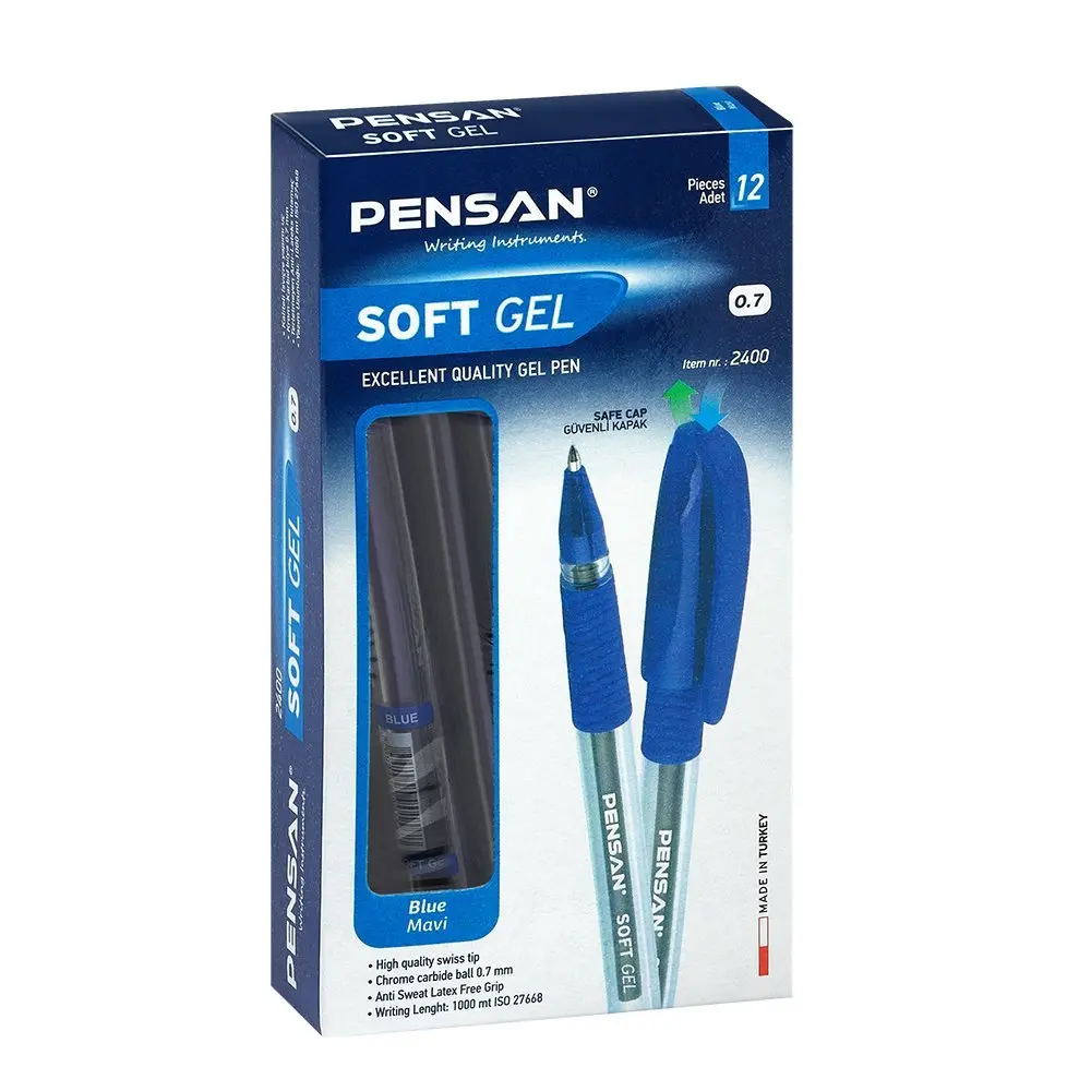 Гелевая ручка Pensan Soft Gel 0,7 мм синяя 2400/12-Blue — фото 4