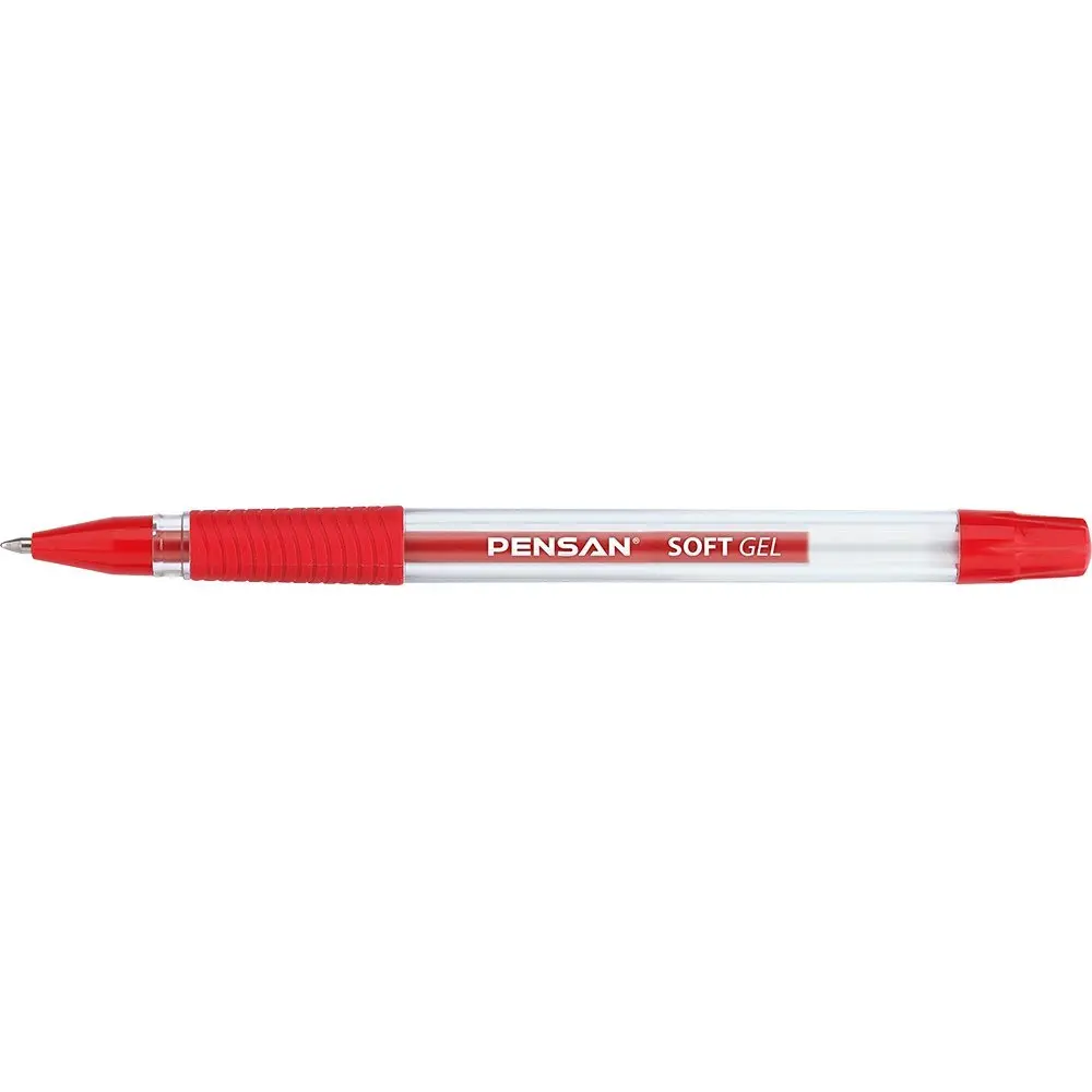 Ручка гелева Pensan Soft Gel 0,7 мм червона 2400/12-Red — фото 3