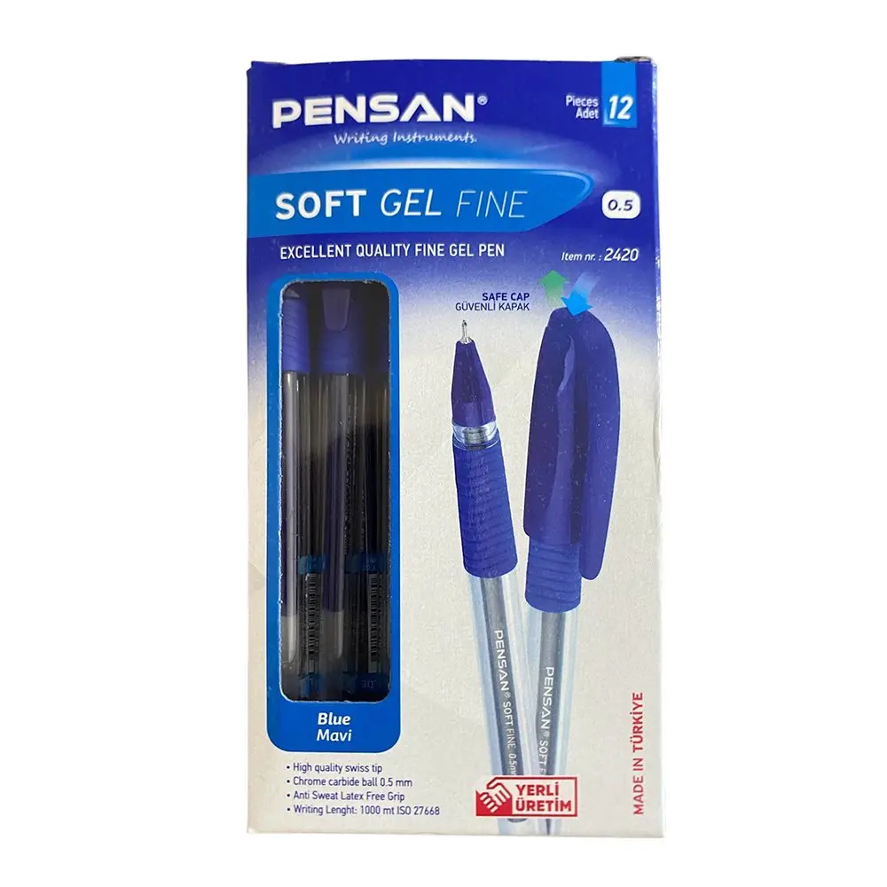 Гелевая ручка Pensan Fine Gel 0,5 мм синяя 2420/12-Blue — фото 3