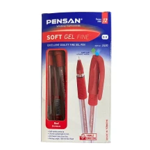 Ручка гелева Pensan Fine Gel 0,5 мм червона 2420/12-Red — фото 3