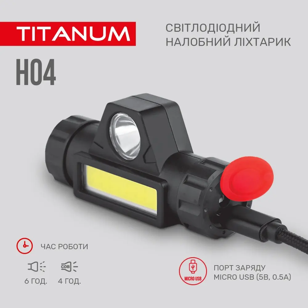 Ліхтар налобний Titanum світлодіодний 200 Lm 6500 K TLF-H04 — фото 5