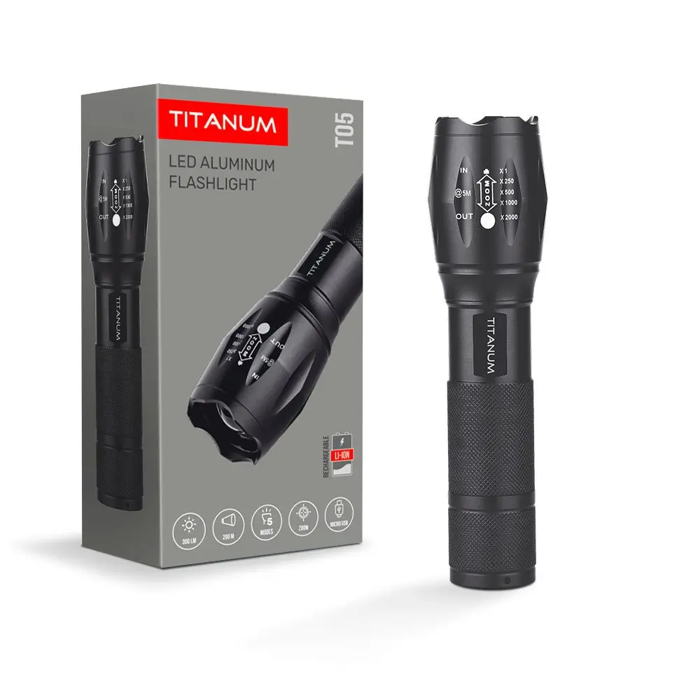 Ліхтар Titanum ручний світлодіодний 300 Lm 6500 K, алюмінієвий TLF-T05 — фото 2
