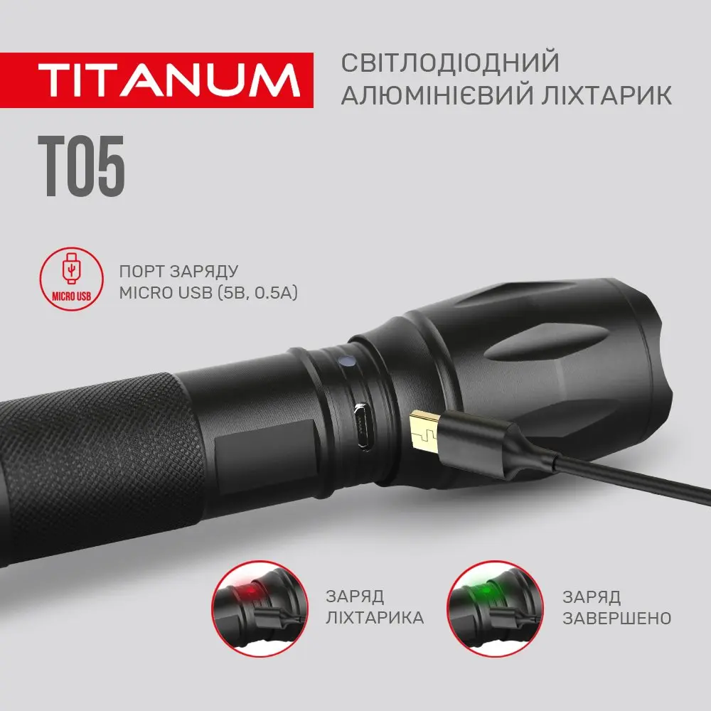 Ліхтар Titanum ручний світлодіодний 300 Lm 6500 K, алюмінієвий TLF-T05 — фото 10