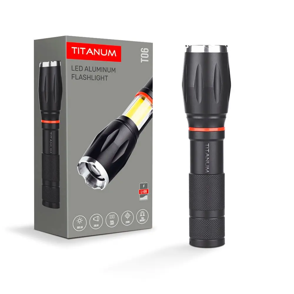 Фонарь ручной Titanum светодиодный 300 Lm 6500 K, алюминиевый TLF-T06 Фонарь ручной Titanum светодиодный 300 Lm 6500 K, алюминиевый TLF-T06 — фото 2