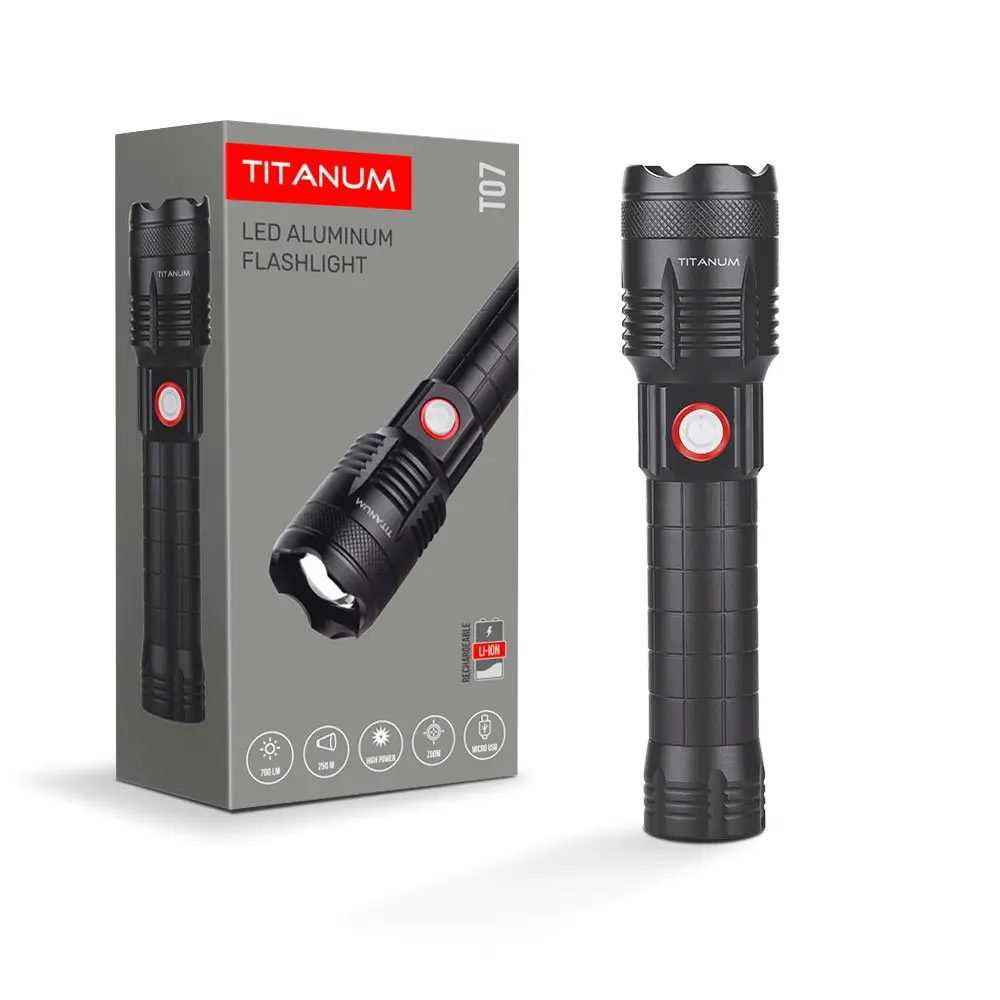 Ліхтар Titanum ручний світлодіодний 700 LM 6500 K, алюмінієвий TLF-T07 — фото 2