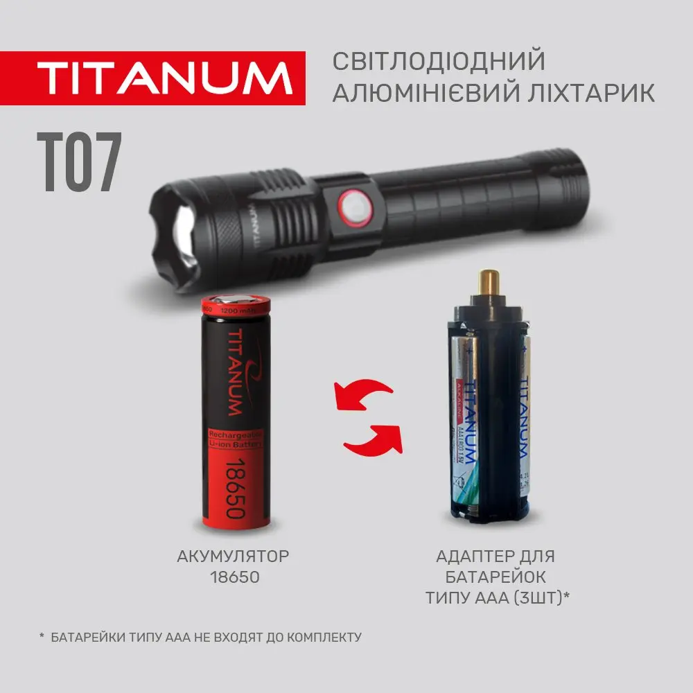 Ліхтар Titanum ручний світлодіодний 700 LM 6500 K, алюмінієвий TLF-T07 — фото 6