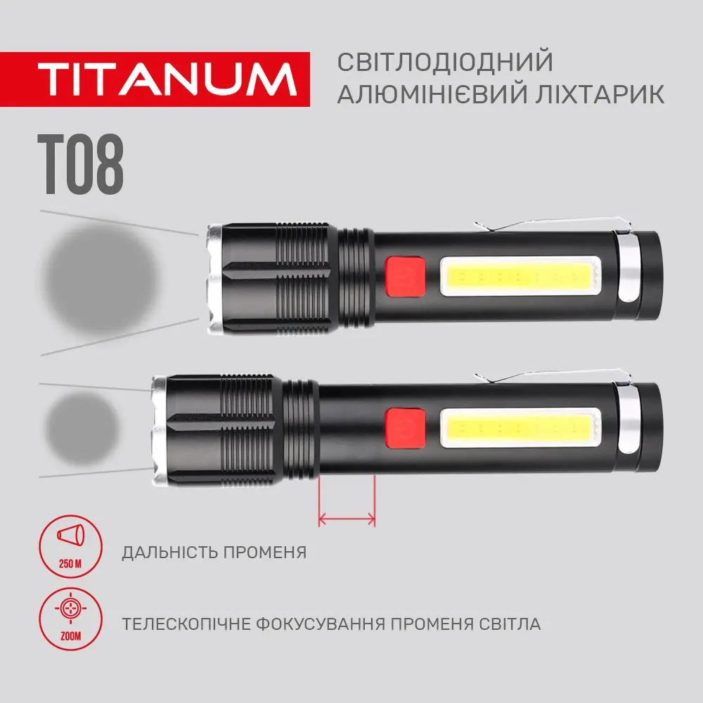 Ліхтар ручний Titanum світлодіодний 700 Lm 6500 K, алюмінієвий TLF-T08 — фото 6