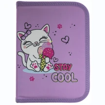 Пенал Class без наполнения "Cool Kitten" 1 ярусный, 1 отворот, полиэстер 25102C