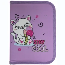 Пенал Class без наполнения "Cool Kitten" 1 ярусный, 2 отворота, полиэстер 25202C