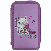 Пенал Class без наполнения "Cool Kitten" 2 ярусный, полиэстер 25302C