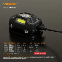 Ліхтар налобний з червоним світлом Videx світлодіодний 1500Lm 5000K VLF-H025C — фото 12