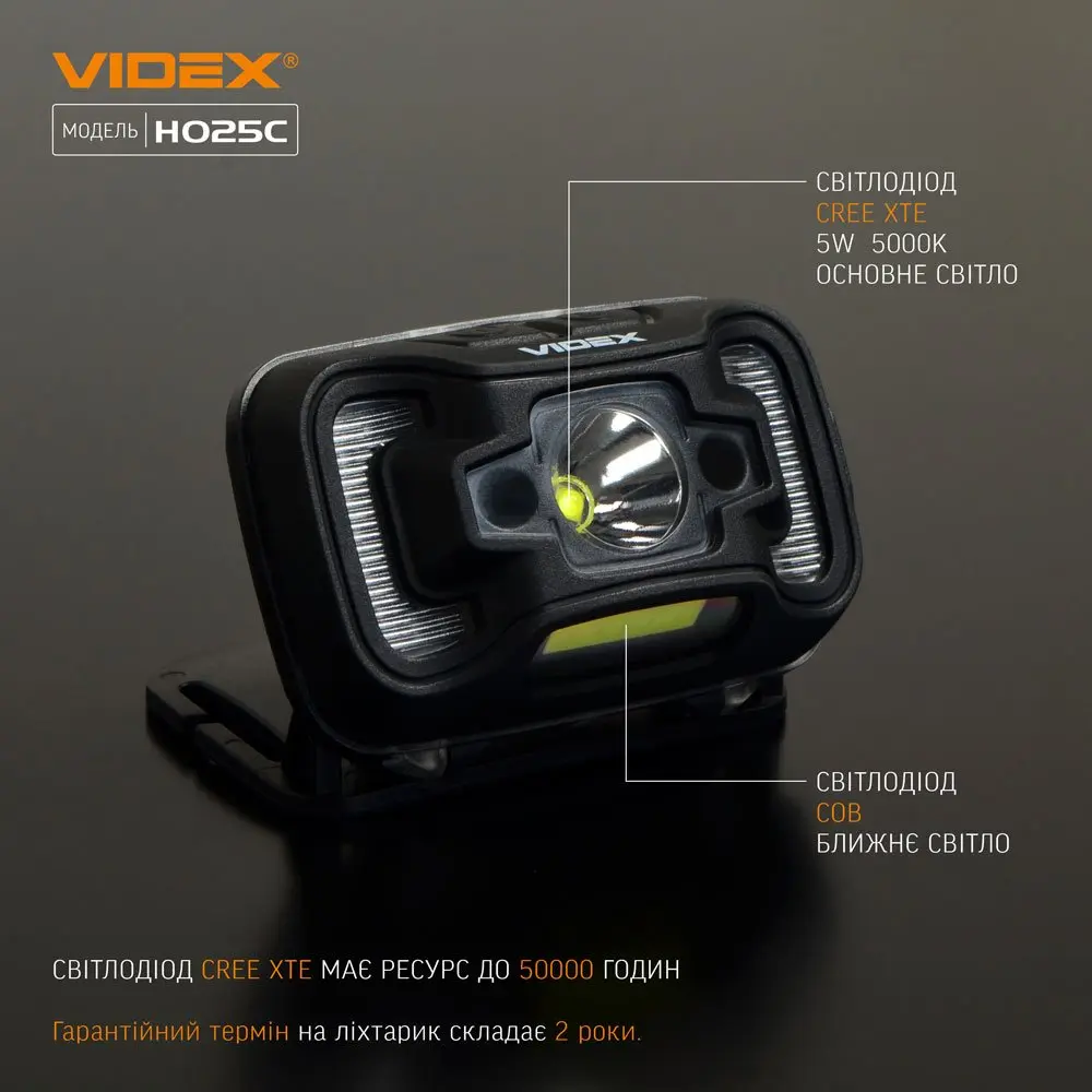 Ліхтар налобний з червоним світлом Videx світлодіодний 1500Lm 5000K VLF-H025C — фото 4
