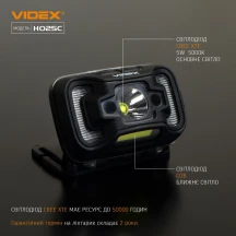 Ліхтар налобний з червоним світлом Videx світлодіодний 1500Lm 5000K VLF-H025C — фото 4