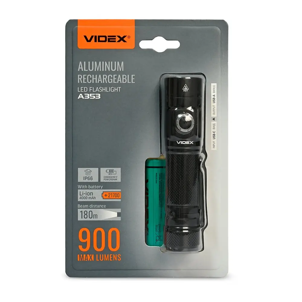 Фонарь ручной Videx светодиодный 900Lm 5000K VLF-A353 — фото 3