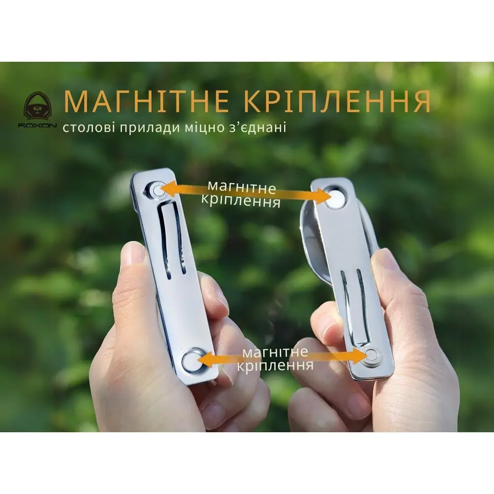 Мультитул - набір столових приладів Roxon, 2 в 1 (ложка, виделка), нержавіюча сталь RoxC2 — фото 4