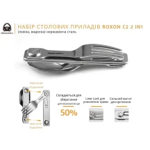 Мультитул - набір столових приладів Roxon, 2 в 1 (ложка, виделка), нержавіюча сталь RoxC2 — фото 6