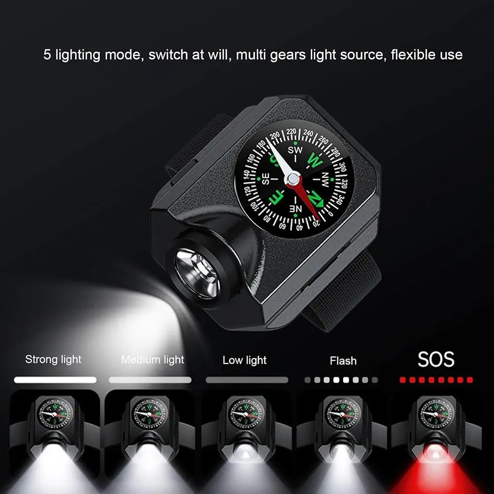 Компас на руку, ліхтар, Li-Ion аккумулятор, ЗУ Type-C, Box W04-LED — фото 4