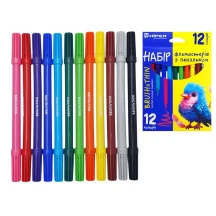 Набор фломастеров Hiper Brush&Thin с кисточкой 12 штук HBT-6012