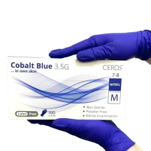 Рукавиці нітрилові Ceros Cobalt Blue M 100 штук нестерильні 6002