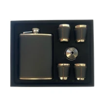 Набір фляга, 4 стаканчики, лійка, колір чорний SET-F8-BLACK